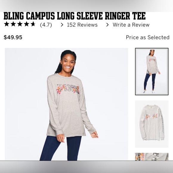 VS Pink HTF Victoria’s Secret Campus Bling Sequin Long Sleeve Tee Shirt L - Picture 2 of 7